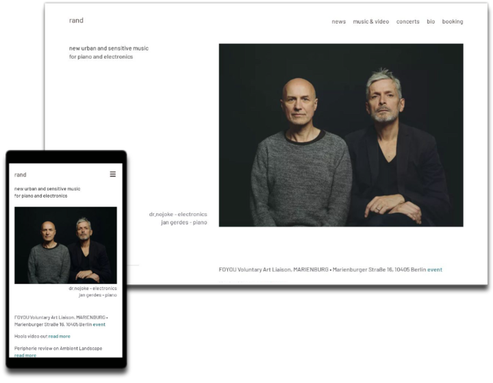 Website der Gruppe rand (Jan Gerdes | Pianist und Dr.Nojoke | Electronics)