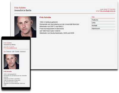 Screenshot Homepage des Journalisten Fritz Schütte