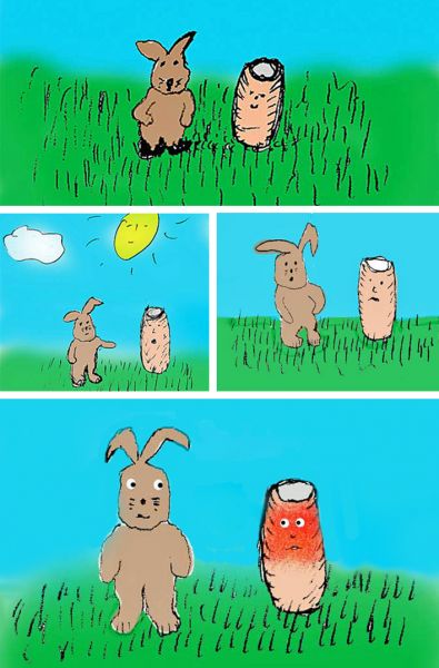 Hase und Vase treffen sich auf der Wiese