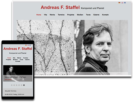Screenshot Internetauftritt des Komponisten Andreas F. Staffel
